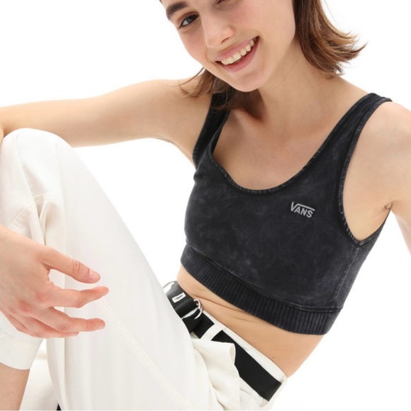 Vans Charcoal Black Tank Top Sports Bra - Picture 2 of 4